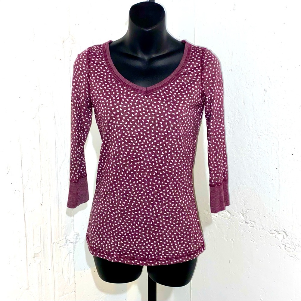 Peachie Keen Purple Heart 3/4 Sleeve Top SZ M/L
